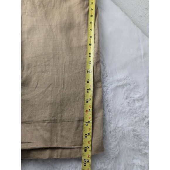 Lafayette 148 100% Linen Tan Wide Leg Side Button Cropped Pants Capri - Picture 7 of 7
